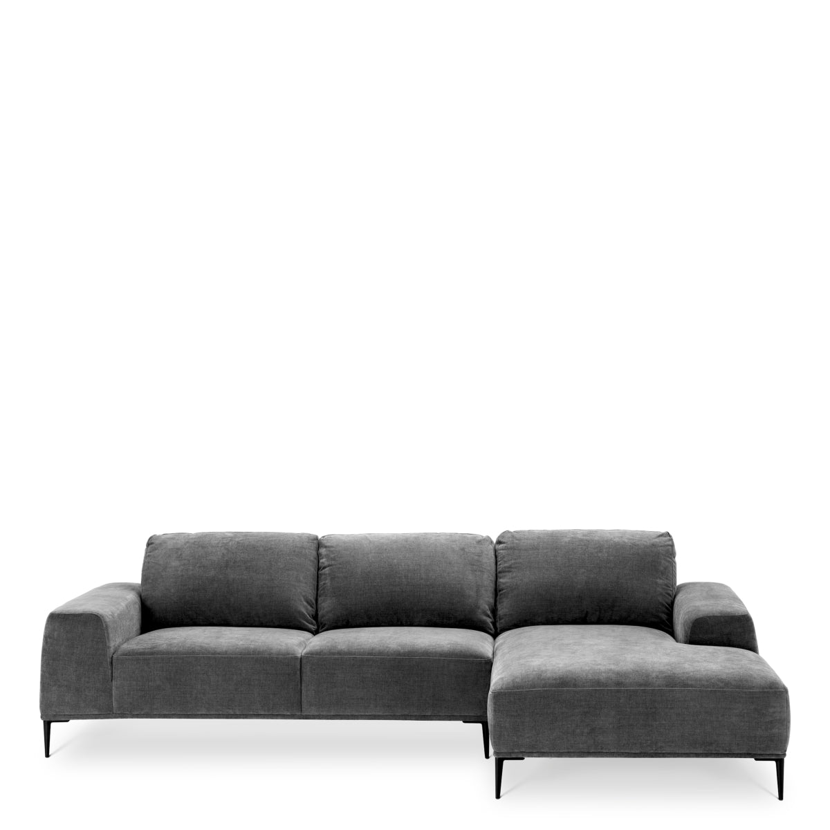 Montado antrasit gri L köşe kanepe, yumuşak tuşeli, siyah metal ayaklı, modern oturma odası mobilyası.