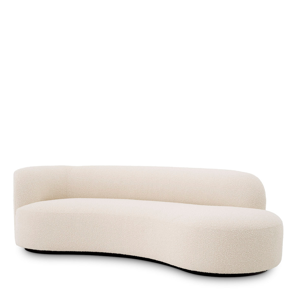 Morten Krem Rengi Teddy Kumaşlı Oval Formlu Uzanma Koltuğu, modern tasarımıyla konfor sunan, geniş bir daybed.