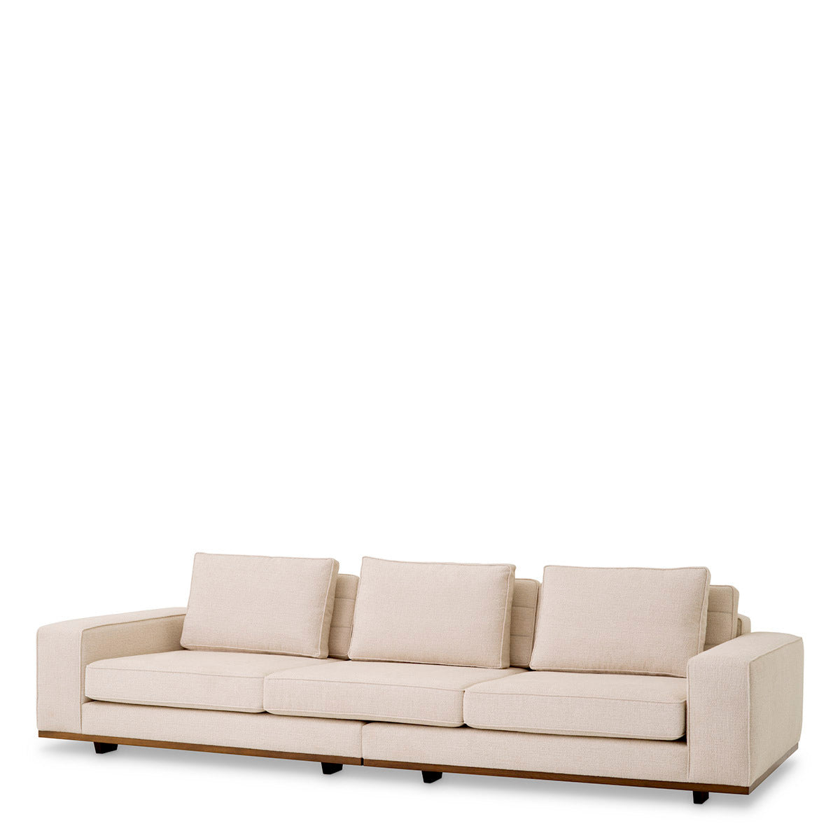 Aurora Model krem rengi keten kumaşlı ahşap ayaklı kanepe, modern ve konforlu oturma alanı için ideal.