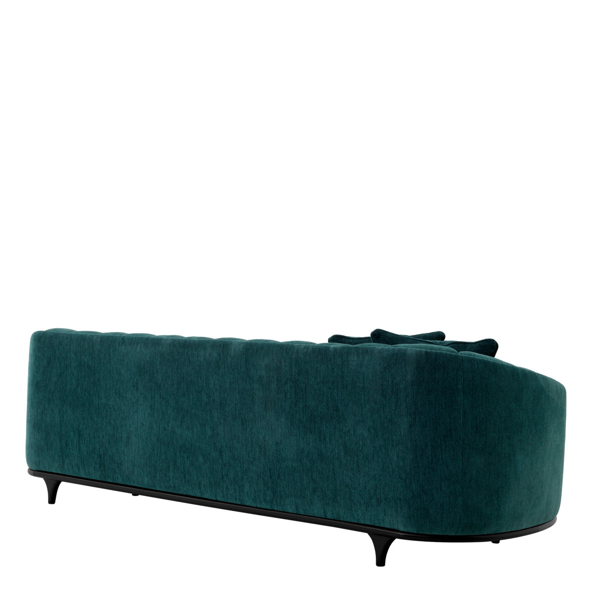 Agostino siyah ayaklı yeşil şönil kumaşlı kanepe, 240 cm genişlik, modern tasarım.