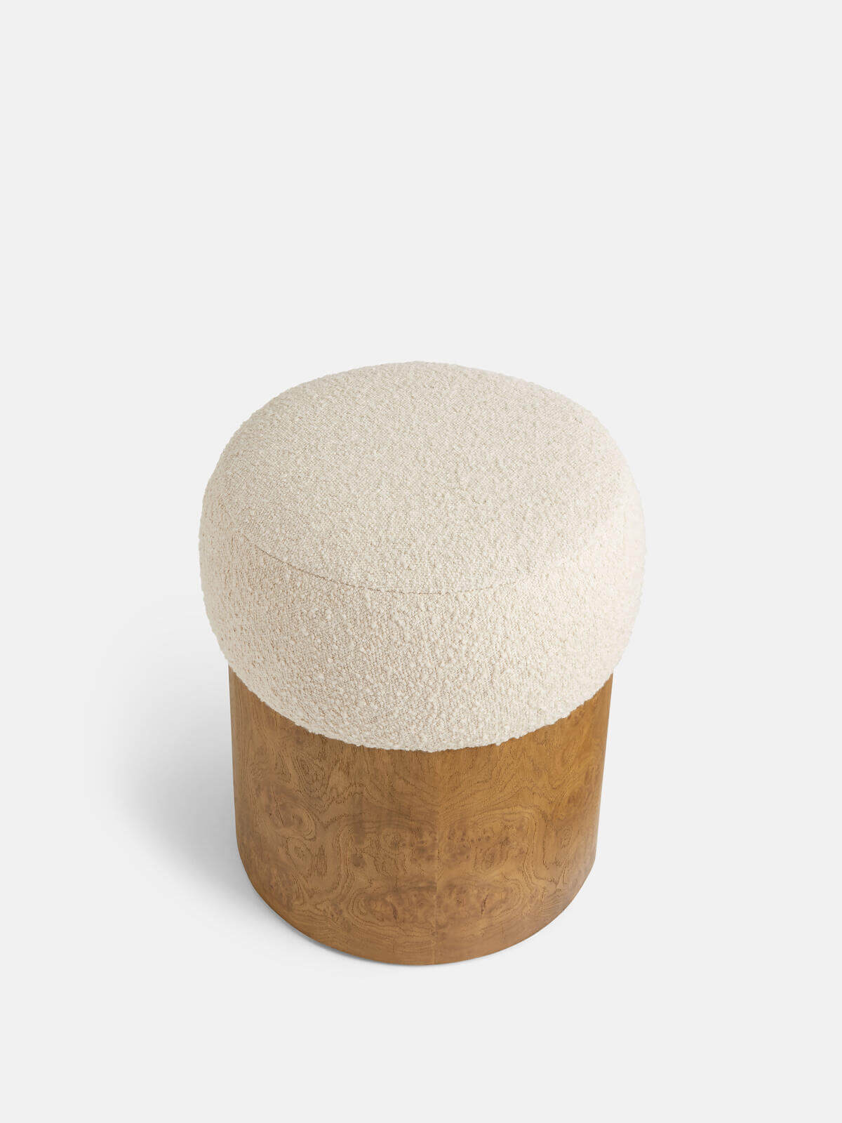 Kaplamalı Tabanlı Teddy Bukle Kumaşlı Yuvarlak Puf