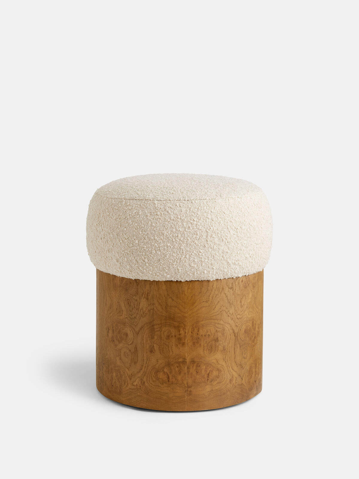 Kaplamalı Tabanlı Teddy Bukle Kumaşlı Yuvarlak Puf