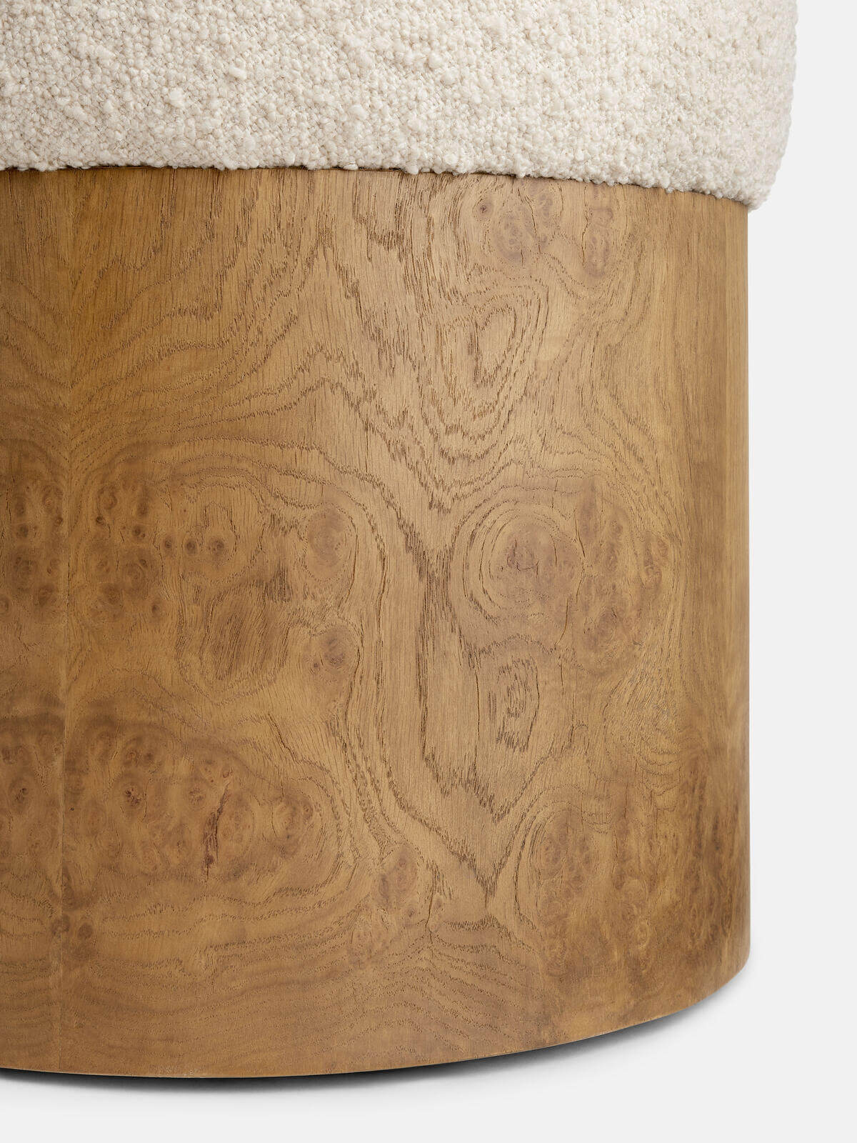 Kaplamalı Tabanlı Teddy Bukle Kumaşlı Yuvarlak Puf