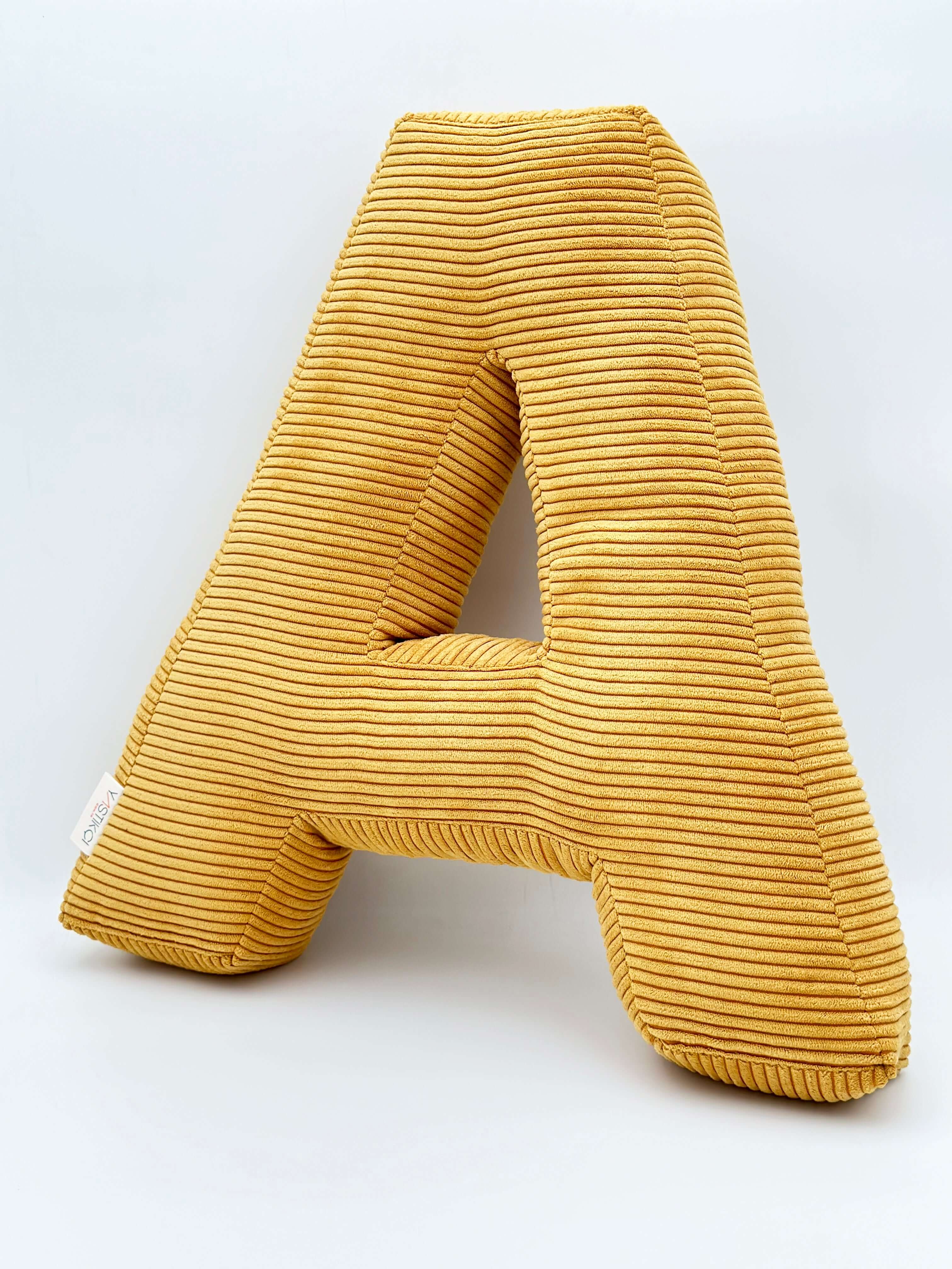 A HARFİ YASTIK SARI FİTİLLİ KUMAŞLI KİŞİYE ÖZEL HEDİYE HARF KIRLENT