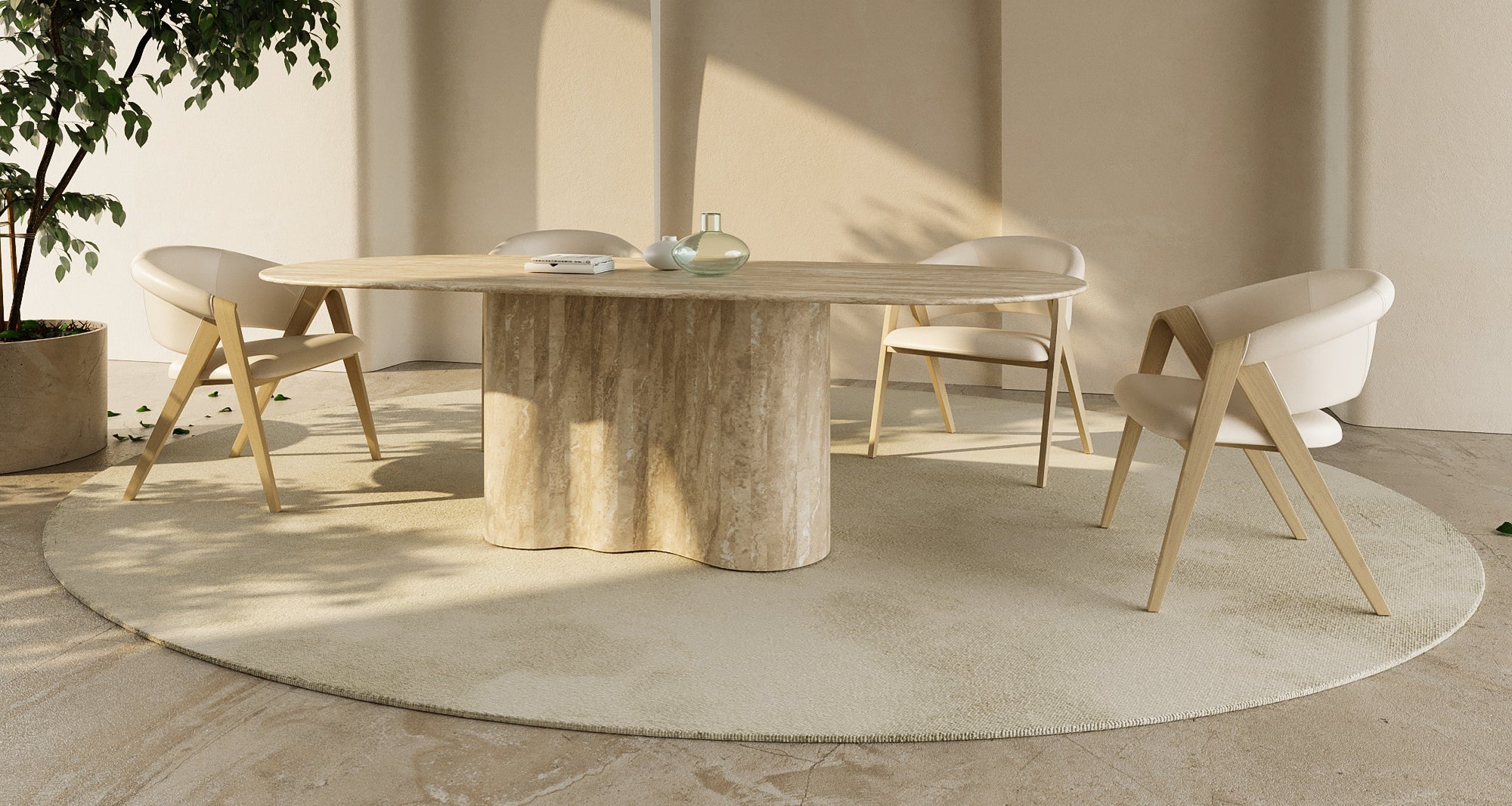 Arezzo Suni Deri Dikiş Detaylı Ahşap Ayaklı Sandalye ile modern oturma alanı dekorasyonu.