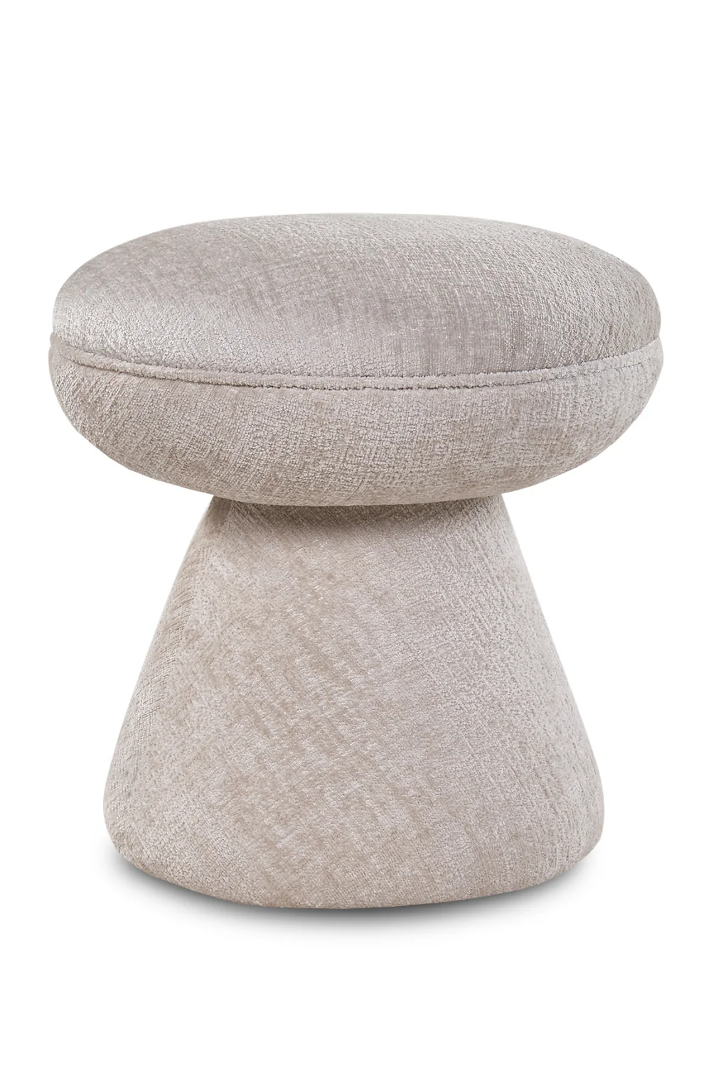 Cusco cream chenille fabric round mushroom-shaped pouf, 45cm x 45cm x 45cm, durable with 75000 Martindale abrasion resistance.