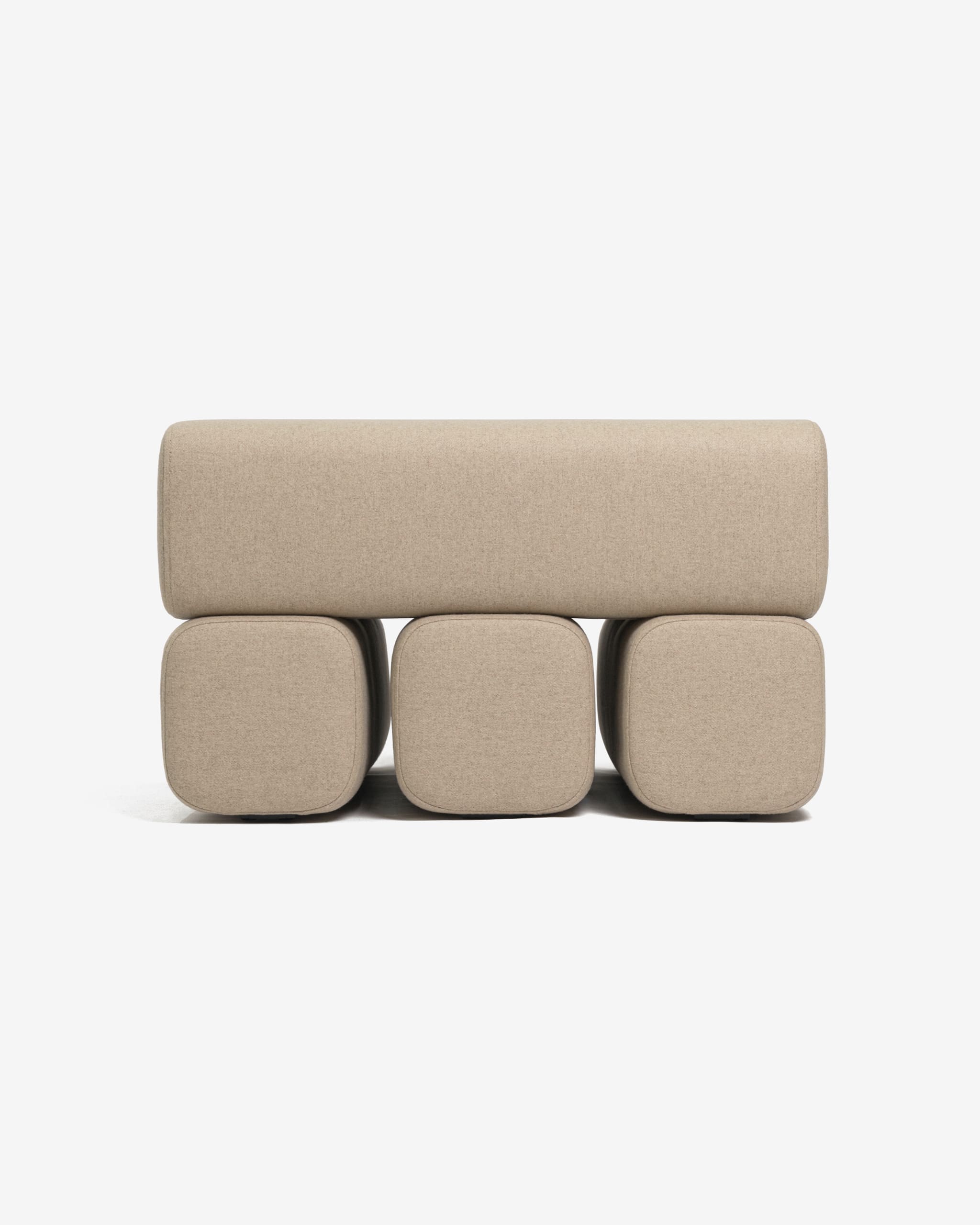 Drova vizon kare lego puf, 70x70x45 cm, aşınma direnci yüksek şönil kumaş, modern oturma alanları için ideal.