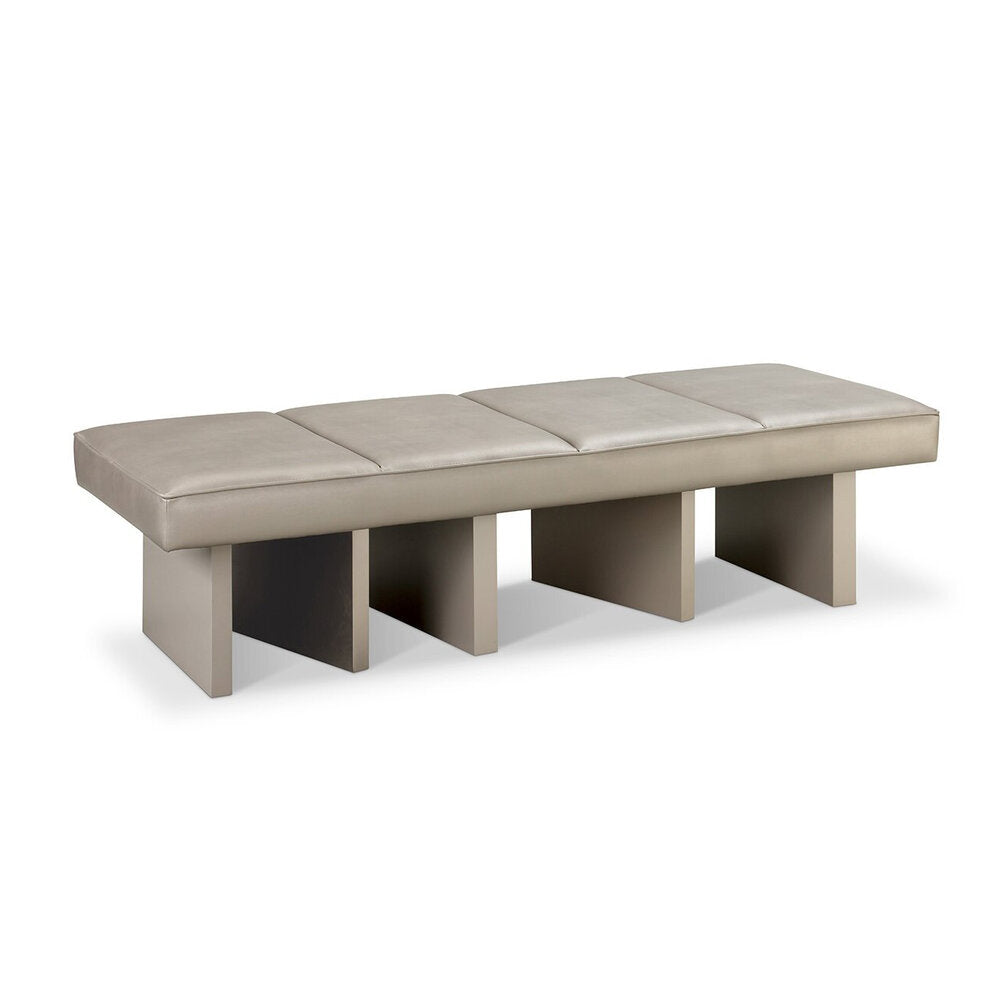 Edith Vizon Rengi Suni Deri Dilimli Bench, 150x60 cm, ahşap ayaklı, modern tasarım, dayanıklı kumaş