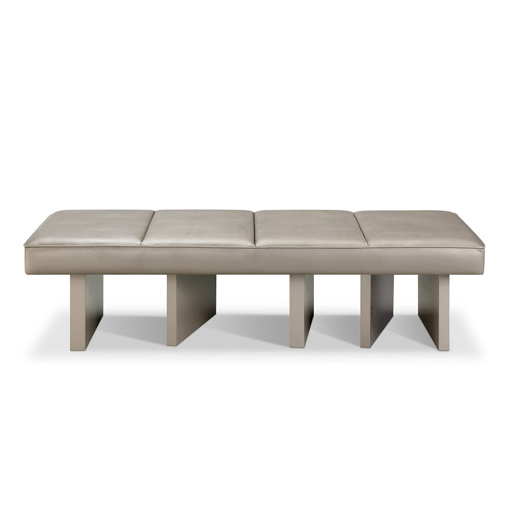 Edith Vizon Rengi Suni Deri Bench, ölçüler: 60x150x45 cm, 25000 Martindale aşınma direnci, modern tasarım.