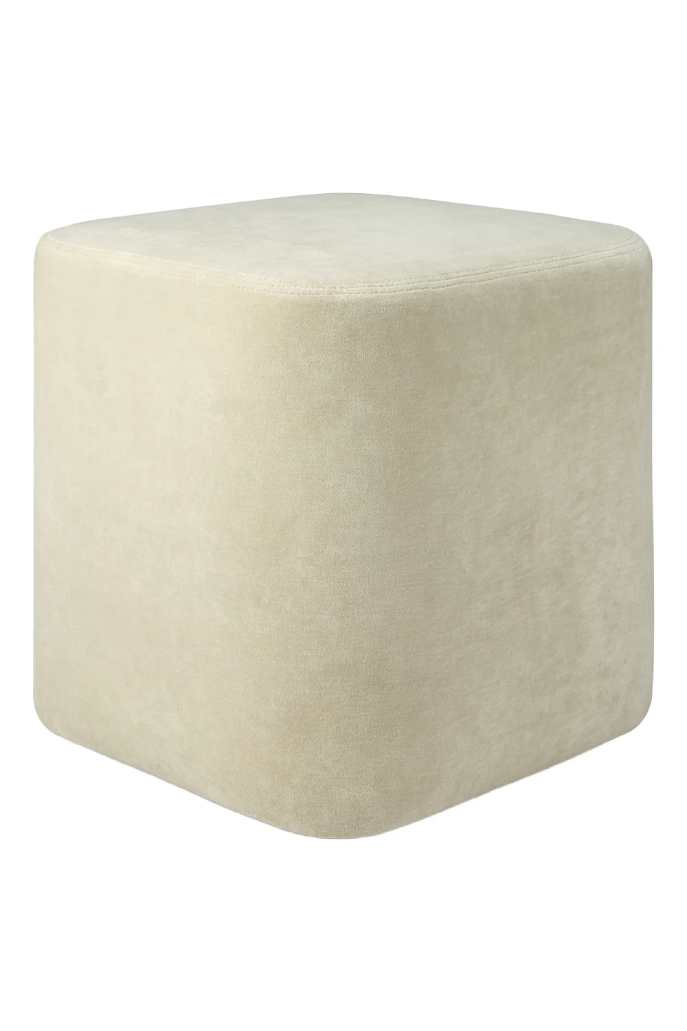 Ethnicraft krem rengi süet kare puf, 45 cm boyutunda, modern ve şık tasarım, dayanıklı kumaş.