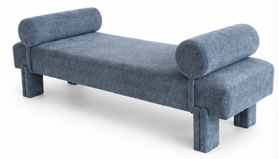 Yuvarlak balinli mavi buklet teşhir ürünü bench