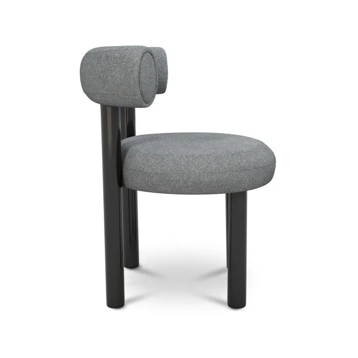 Fat Gri Keten Kumaşlı Metal Ayaklı Sırt Balinli Sandalye, ergonomik tasarım, modern ofis ve ev dekoru için ideal.