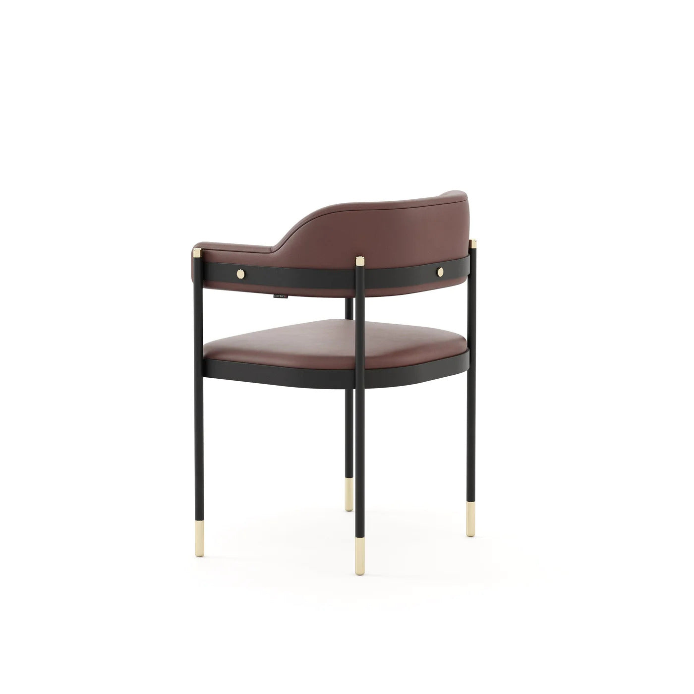 Further Bordo faux leather chair with metal legs and brass details, dimensions: 58x49x78 cm, seat height: 45 cm.