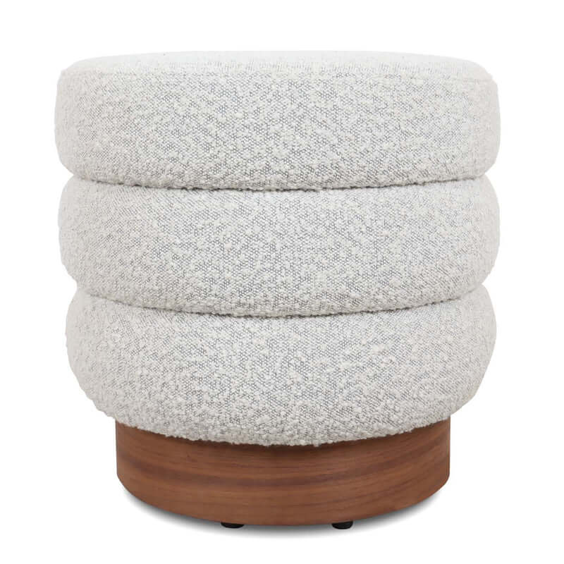 Teddy Buklet Kumaşlı Ahşap Ayaklı Boğumlu Puf