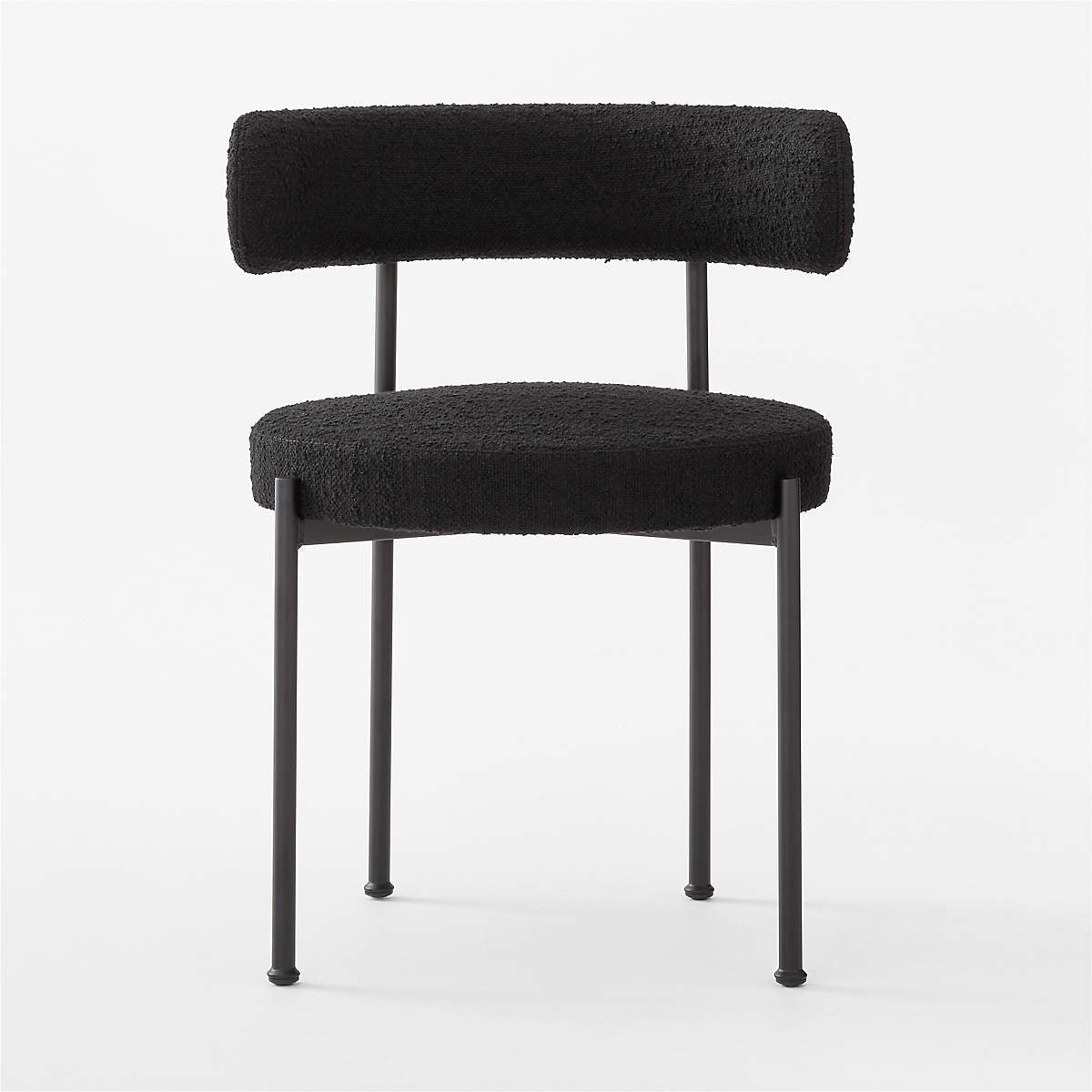 Ivory Siyah Teddy kumaşlı metal ayaklı sandalye, şık tasarım, konforlu oturum ve sağlam yapı.