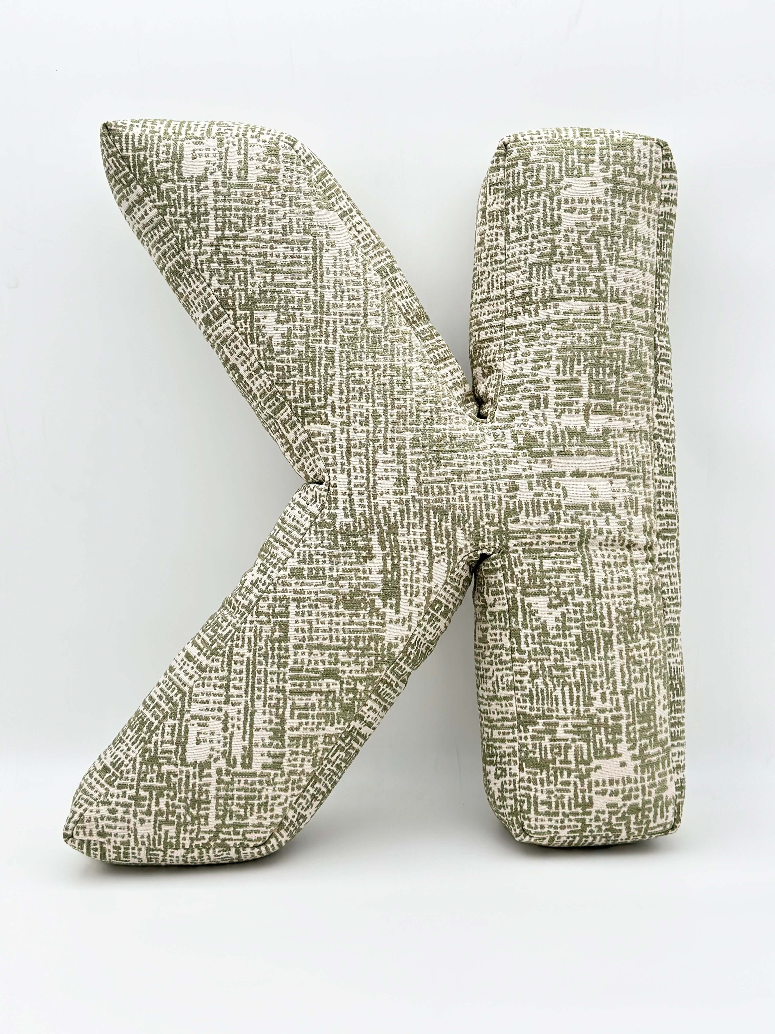 K HARFİ YASTIK YEŞİL KETEN KUMAŞLI KİŞİYE ÖZEL HEDİYE HARF KIRLENT