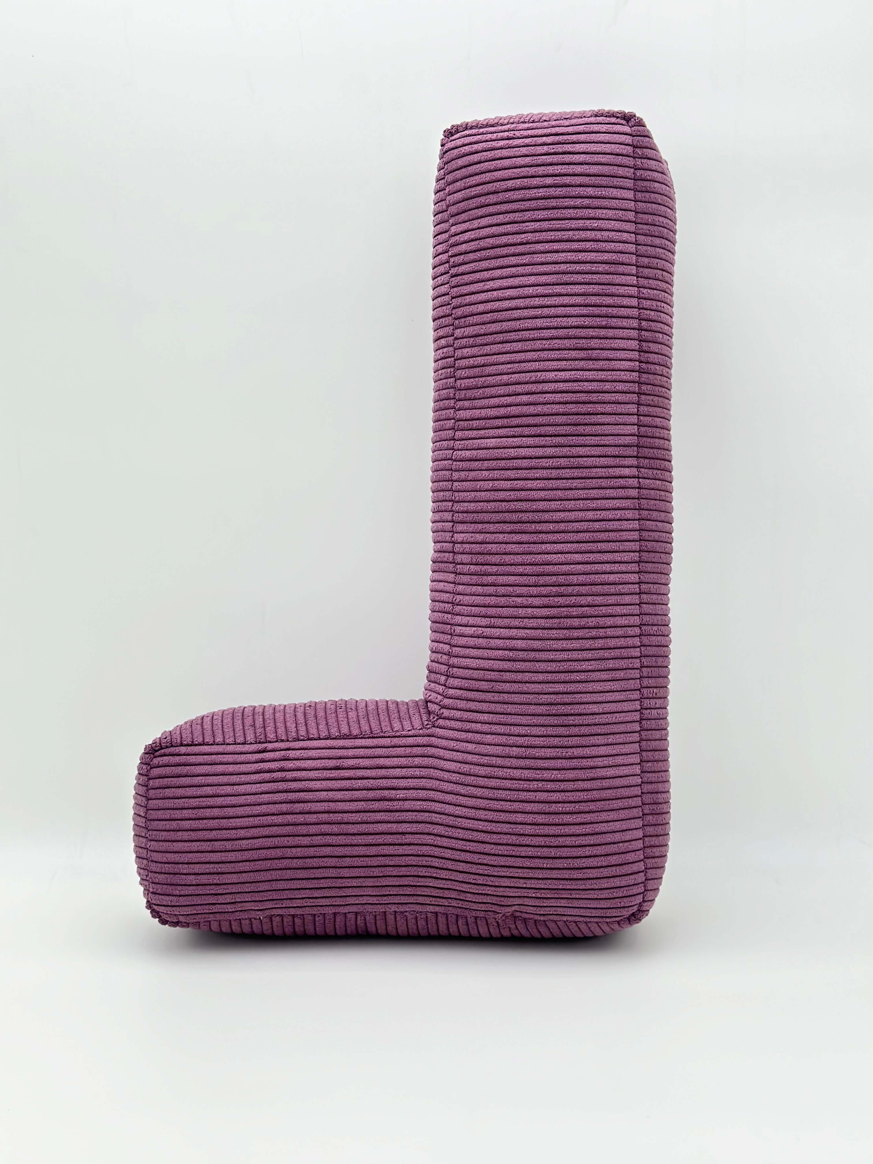 L HARFİ YASTIK MOR FİTLLİ KUMAŞLI KİŞİYE ÖZEL HEDİYE HARF KIRLENT