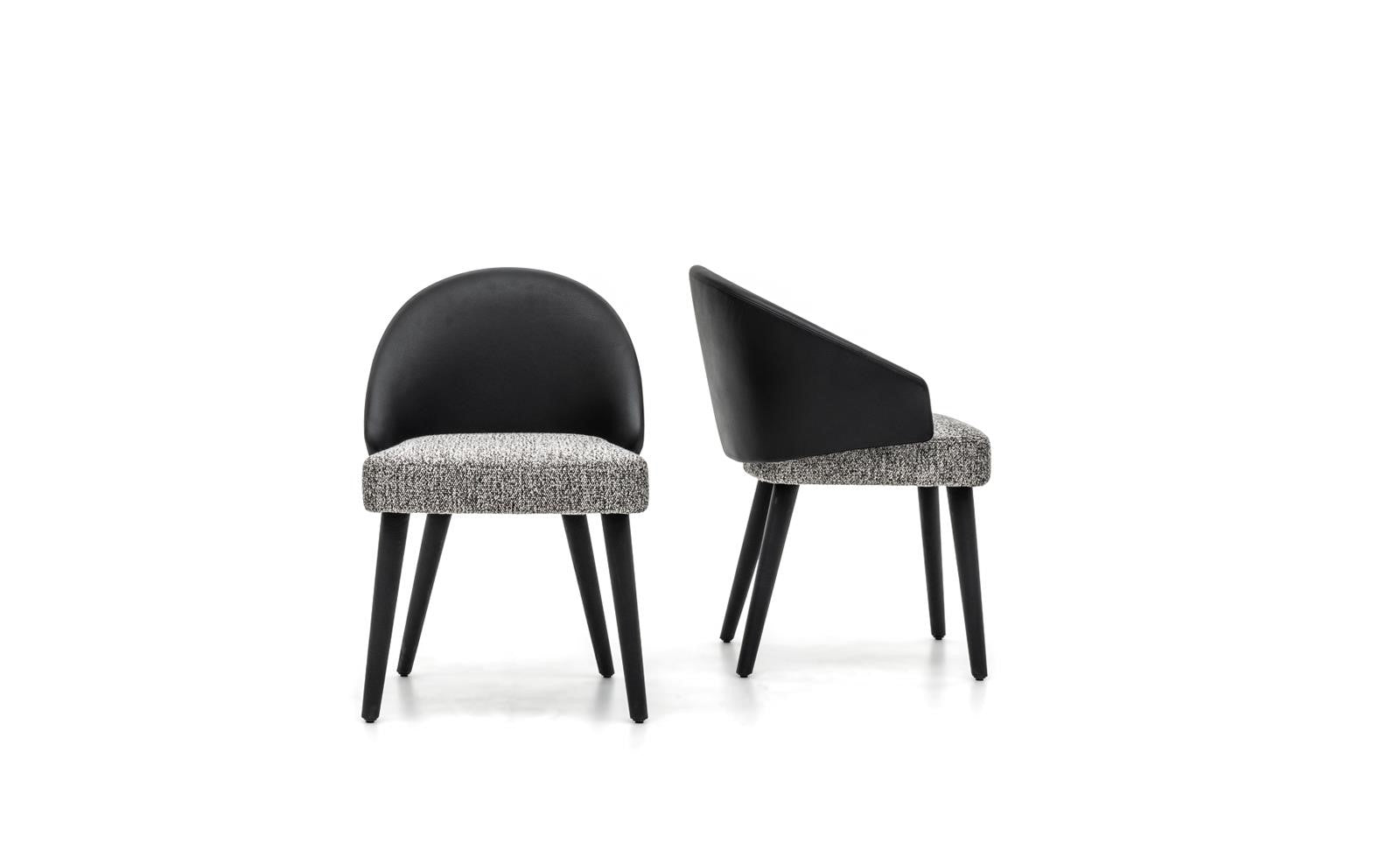 Lawson Suni Deri ve Keten Kumaşlı Konik Ayaklı Sandalye, modern tasarım ve şık görünüm.