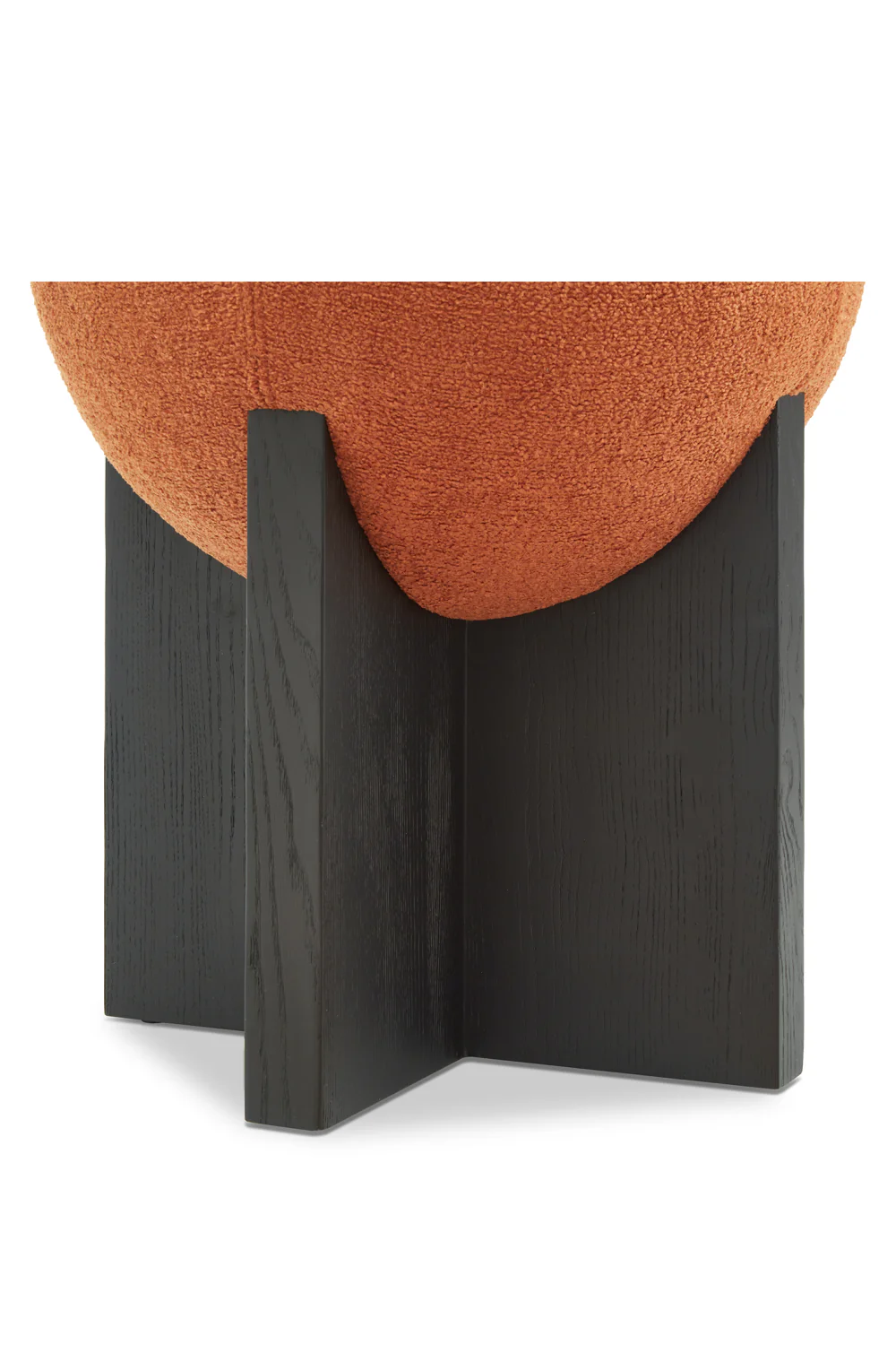 Liang kırmızı teddy kumaşlı puf, siyah ahşap ayak, modern tasarım, 45x45x45 cm, aşınma direnci 75000 martindir.