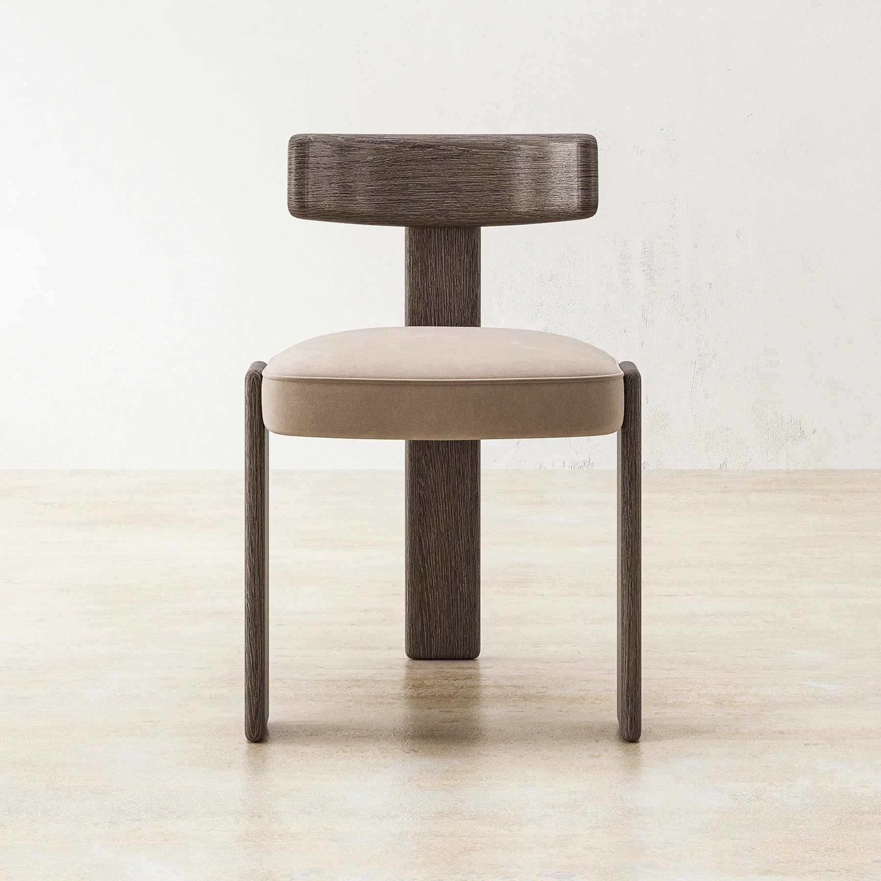 Nobu vision colored suede fabric chair with walnut wooden legs and backrest, dimensions 54x60x75 cm.