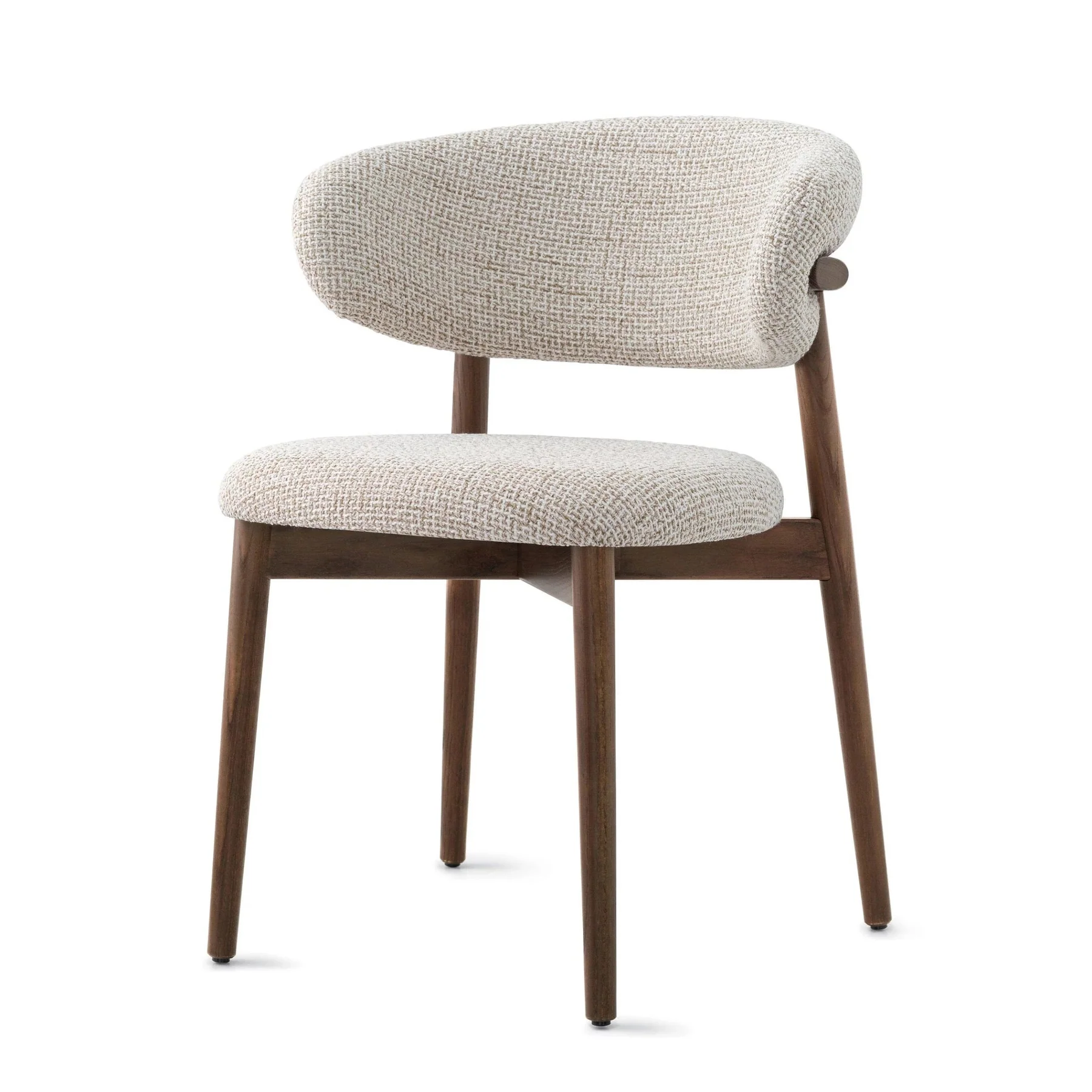 Oleandro wooden chair with cream fabric upholstery, walnut color, 58x58x80 cm dimensions, stylish and durable design.