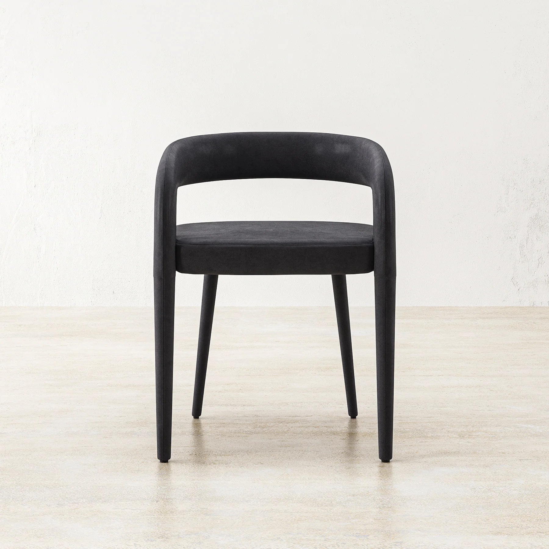 Stature Antrasit Süet Full Kumaşlı Kollu Sandalye, modern tasarım, siyah süet, ev ve ofis kullanımı için ideal.