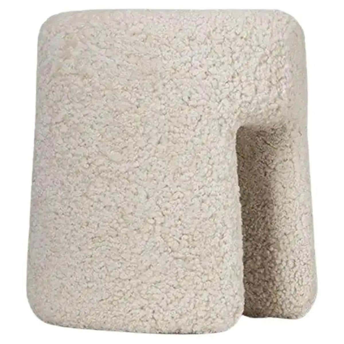 Açık Ayaklı Yuvarlak Teddy Kumaşlı Buklet Puf