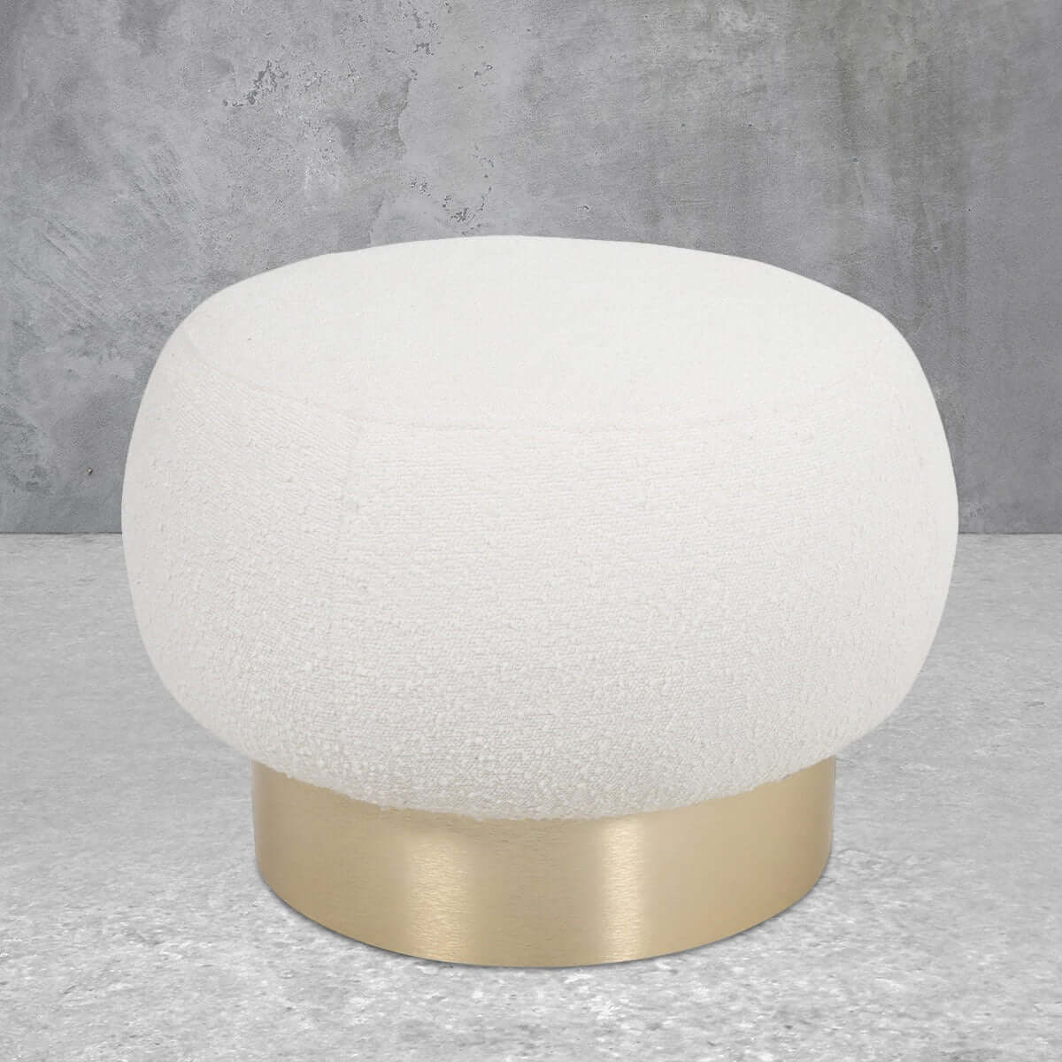 Yuvarlak Formlu Gold Rengi Ayaklı Teddy Bukle Puf