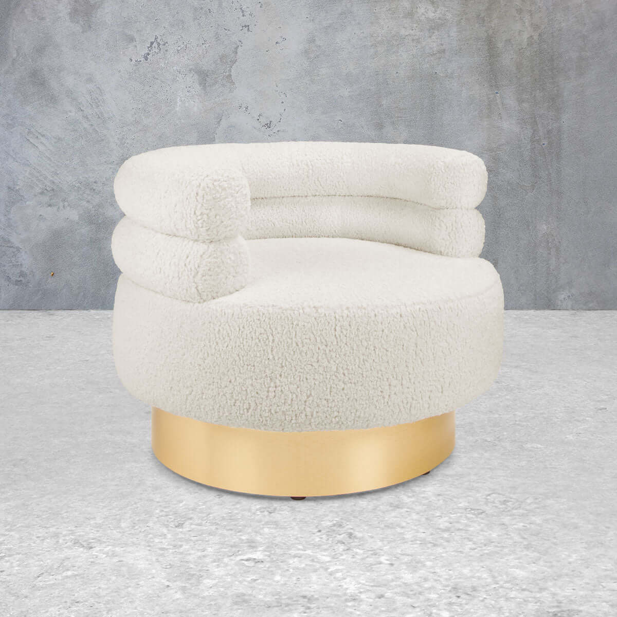 Yuvarlak Kollu Yuvarlak Teddy Kumaşlı Berjer