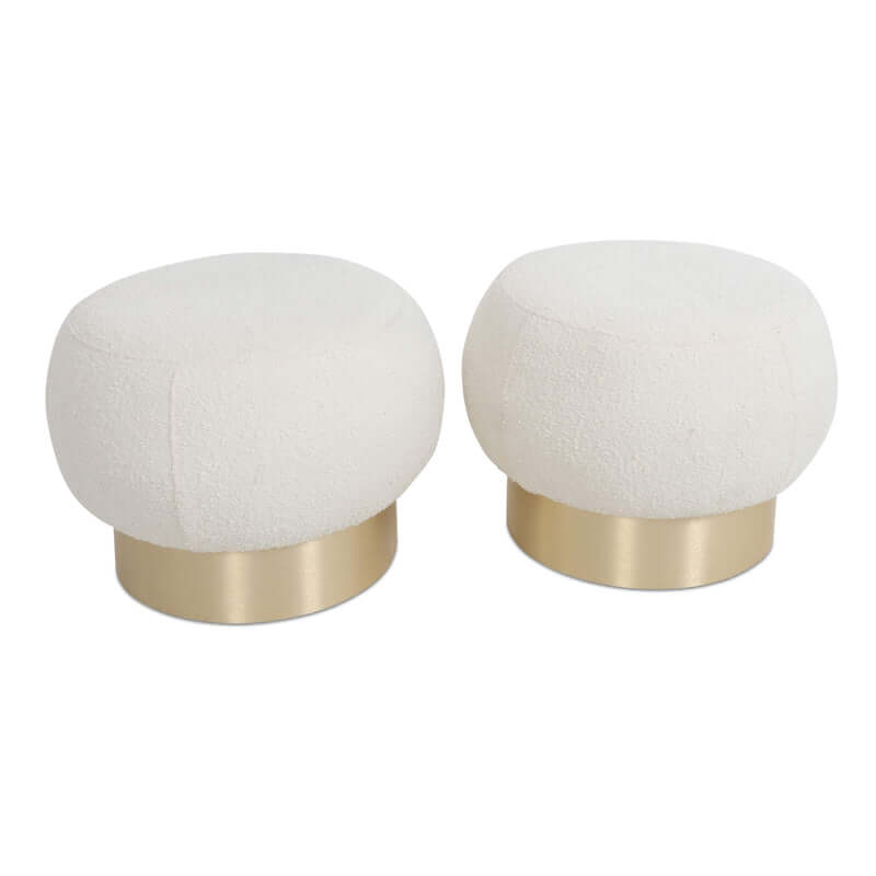 Yuvarlak Formlu Gold Rengi Ayaklı Teddy Bukle Puf