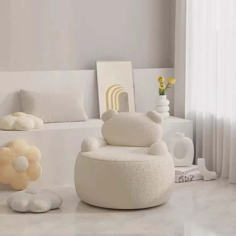 Beyaz Panda Formlu Kız Erkek Çocuk Odası Sırtlı Teddy Puf