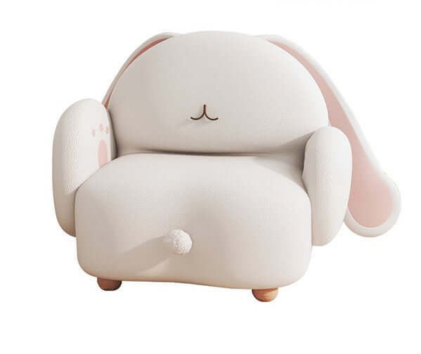 Tavşan Fromlu Pembe Kulaklı Beyaz Teddy Kumaşlı Kız Erkek Odası Koltuk