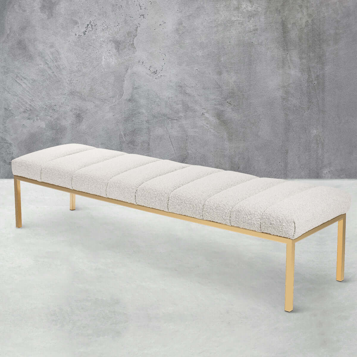 Metal Ayaklı Teddy Buklet Kumaşlı Dilimli Bench