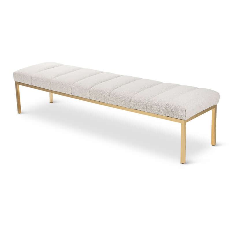 Metal Ayaklı Teddy Buklet Kumaşlı Dilimli Bench