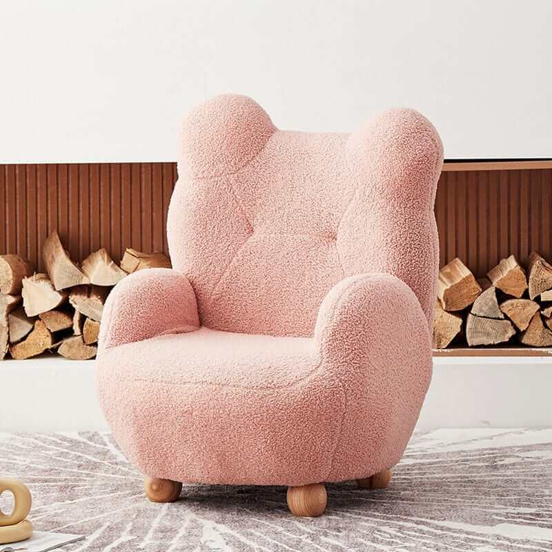 Ayıcık Pofuduk Pembe Teddy Kumaşlı Çocuk Odası Koltuk Berjer