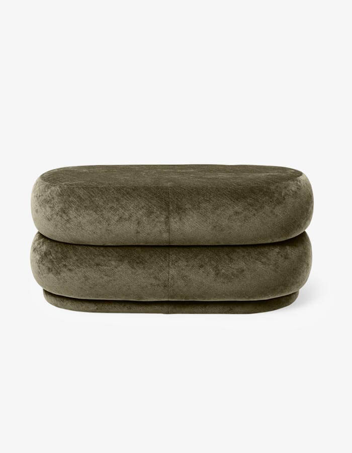 40x90 Kahverengi Kadife Kumaşlı Oval Puf