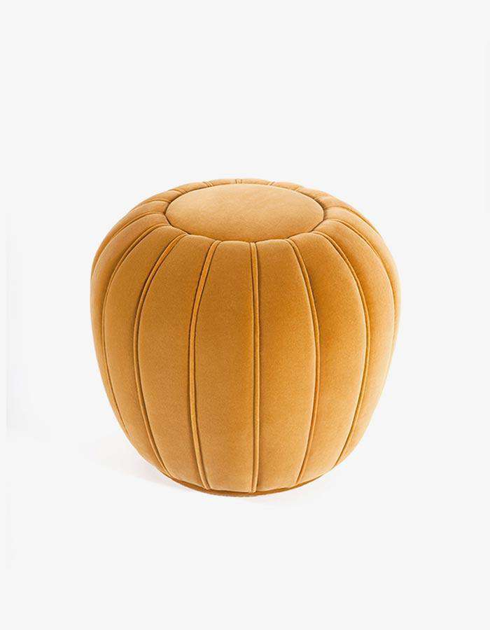 Dilimli Hardal Rengi Kadife Puf - Pufcu