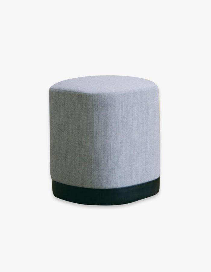 Açık Gri Koyu Gri Keten Kumaşlı Radyüslü Kare Puf