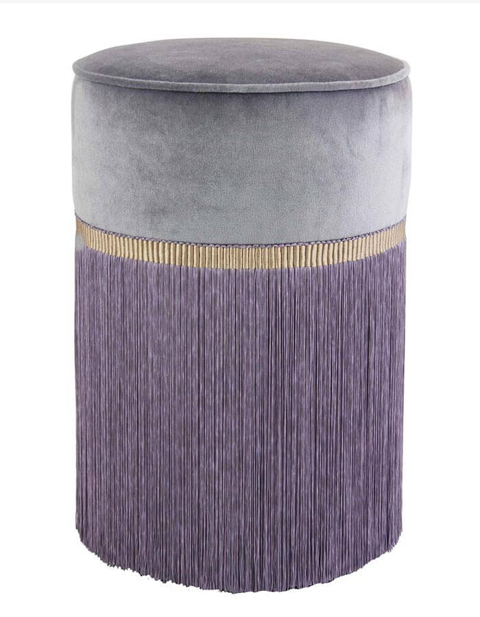 Açık Mor Lila Rengi Püsküllü Yuvarlak Puf