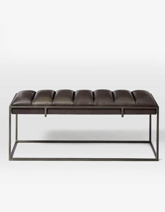 Duman Rengi Cilalı Metal Ayaklı Suni Deri Bench Bank