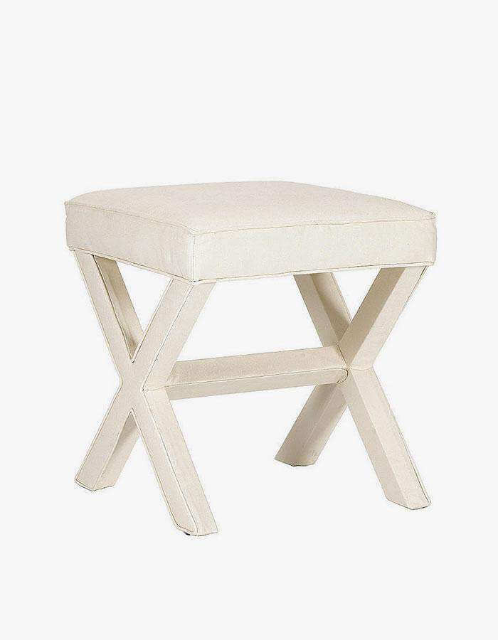 Krem Rengi Kadife Çapraz Ayaklı Puf - Pufcu