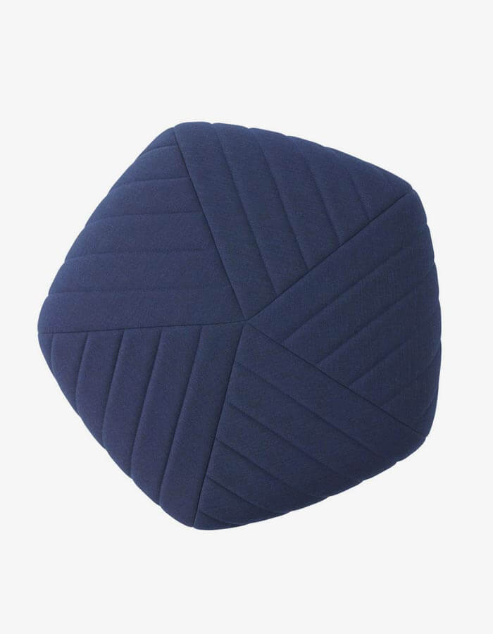 Lacivert Rengi Dilim Dekoratif Dikişli Beşgen Kadife Puf