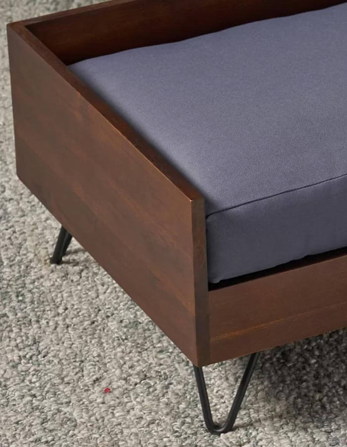 Pufcu Ahşap Demir Ayaklı Kedi ve Köpek Yatağı 35x50x27 Small detay