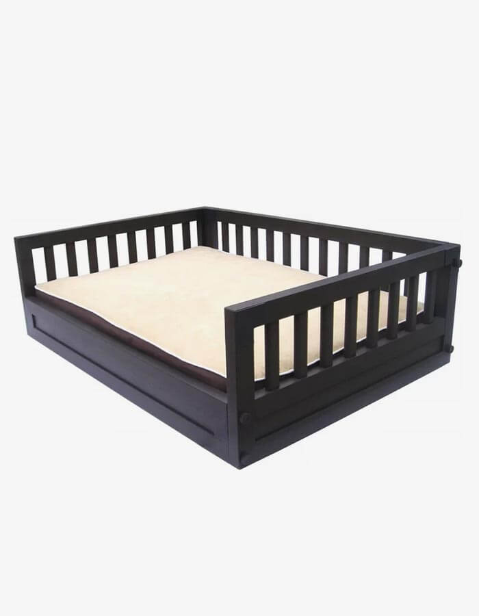 Pufcu Espresso Ahşap Kedi ve Köpek Yatağı 35x50x27 Small