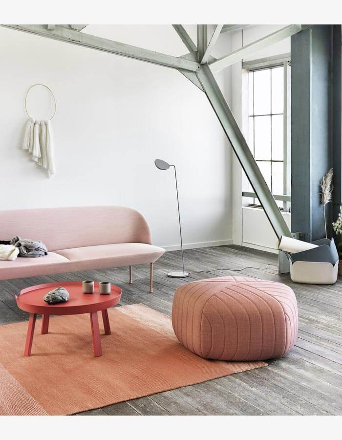 Şeftali Rengi Dilim Dekoratif Dikişli Beşgen Kadife Puf life