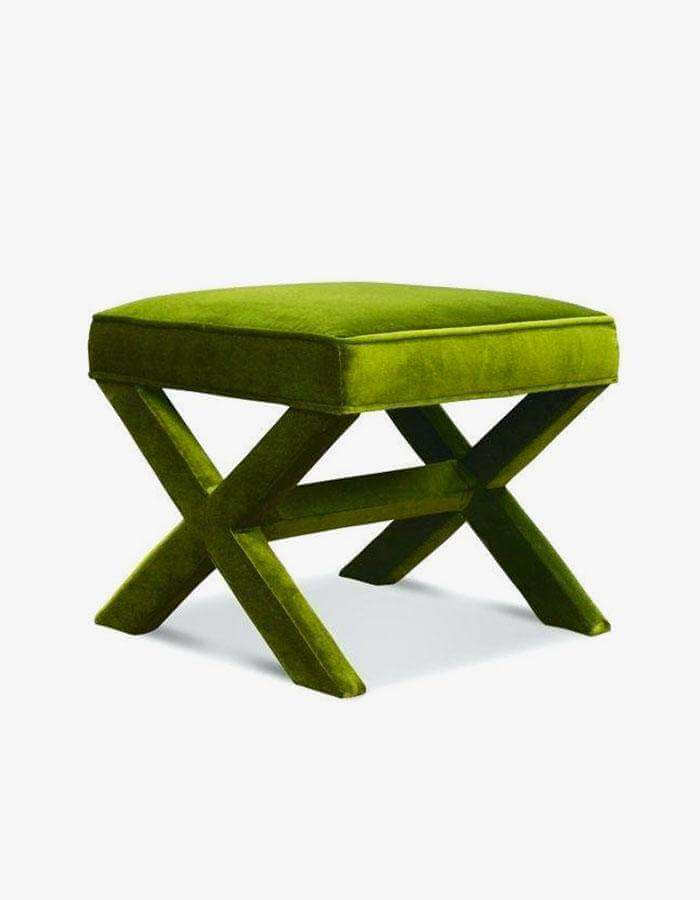Yeşil Kadife Çapraz Ayaklı Puf - Pufcu