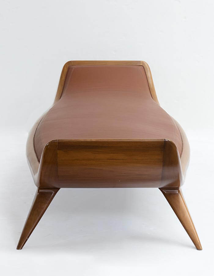 Kahverengi Suni Deri Konik Ayaklı Retro Bench detay2