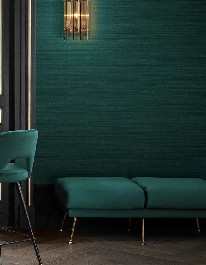 Zümrüt Yeşili Kadife Kumaşlı Pirinç Rengi Metal Ayaklı Puf Bank Bench