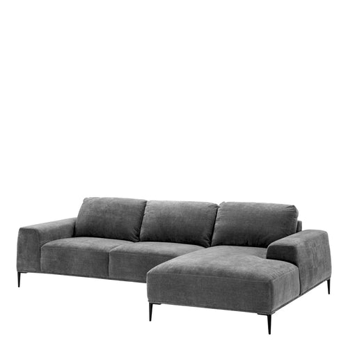 Montado antrasit gri köşe kanepe, siyah metal ayaklı, yumuşak tuşeli, modern tasarım. Ölçüler: 285 cm x 164 cm.