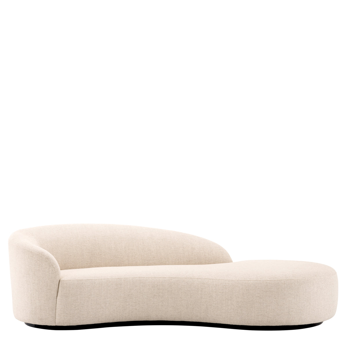 Bernd Krem rengi keten kumaşlı oval fasulye kanepe. Modern tasarım, konforlu oturum, 248 cm genişlik.